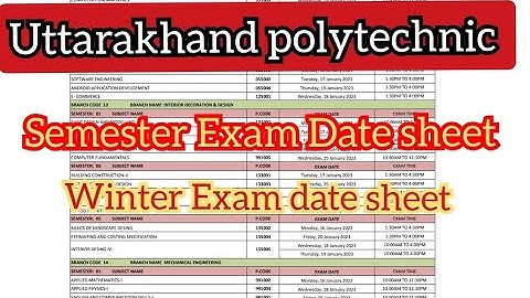 Uttarakhand Polytechnic Semester Exam Date sheet 2022-23/uttarakhand polytechnic winter exam date