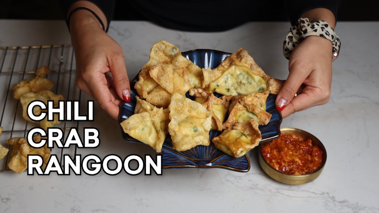 Singapore Chili Crab Rangoon Air Fried vs Deep Fried ASMRCooking