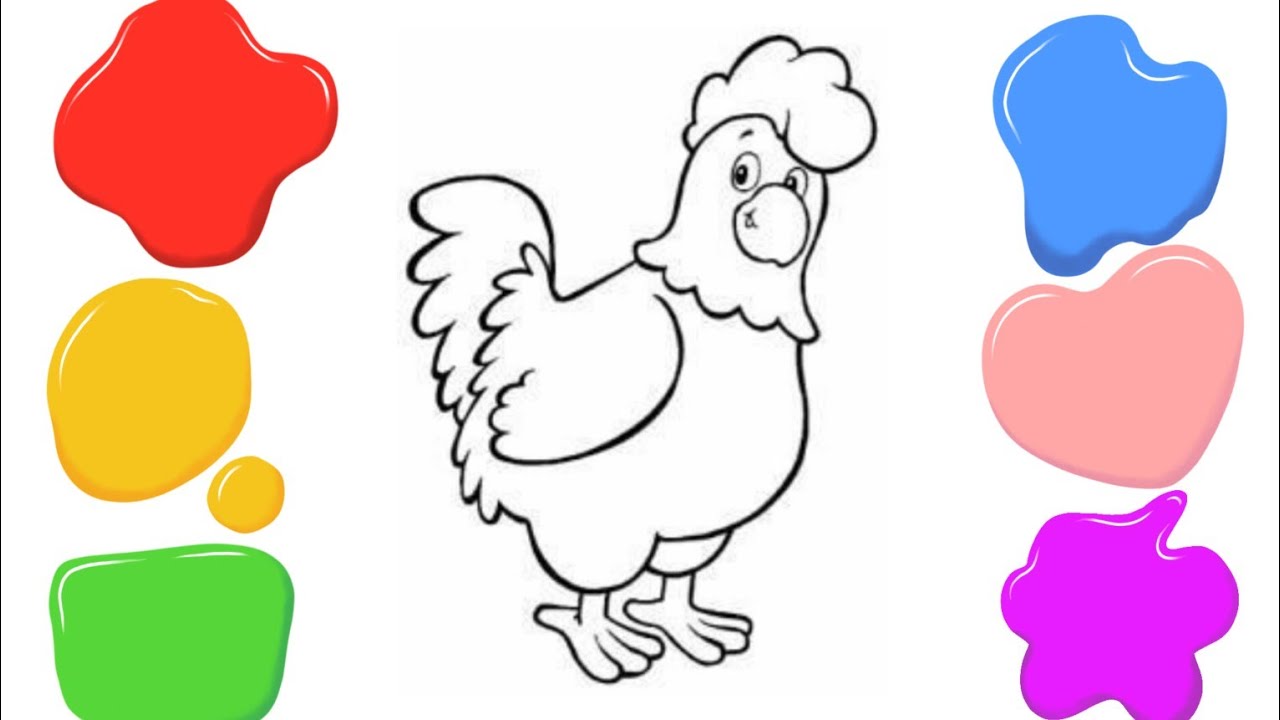 How to Paint a Hen🐓 Step by Step for KidsPaintingDrawingColoring