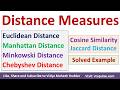 Euclidean Manhattan Minkowski Chebyshev Jaccard Distance &amp; Cosine Similarity by Vidya Mahesh Huddar