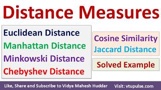 Euclidean Manhattan Minkowski Chebyshev Jaccard Distance & Cosine Similarity by Vidya Mahesh Huddar