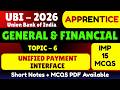 Unified Payment Interface MCQS | UBI 2026 Apprentice General Financial | UBI Apprentice MCQS PDF