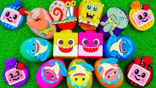 Baby Shark - Looking For Clay With Sponge Bob Surprise Egg Unpacking Coloring Satisfying Video ASMR screenshot 2