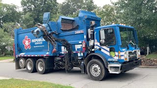 Republic Services Mack MRU McNeilus Autoreach Garbage Truck Collecting Trash - 2406