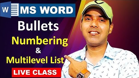 Bullets,  Numbering and Multilevel List in MS Word in Hindi 