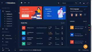 Education Admin Panel Dashboard with LTR Dark Theme