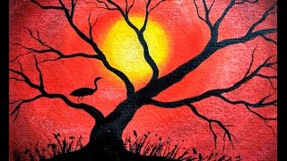 sunset beginners painting trees paint watercolour paintings watercolor watercolors ever tree easy simple beginner acrylic very