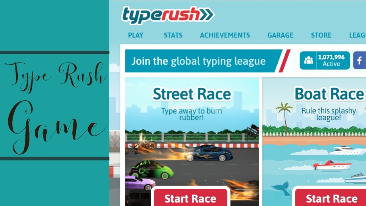 Type Rush Race - Worldwide League of Typing Racers!