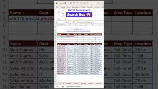 FILTER Formula with Search Box 😲 #excel #exceltutorial #exceltricks#excelshortcuts #shorts