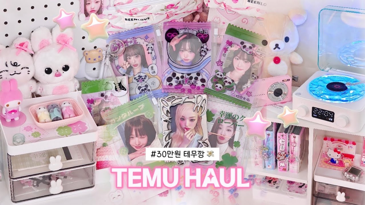 다이브로그 🛍️ 성공? 실패?! 30만원 테무깡 덕질템 대신 사 봄🎀 ✧˖°ㅣ포장용품 l 책상꾸미기 l 포카 홀더ㅣ스티커 l 문구ㅣ추천템 |아이브 | 덕질 브이로그