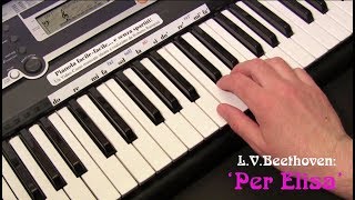 Video thumbnail of "Video tutorial per tastiera / pianola - Dodicesima lezione: 'Per Elisa' di L.V.Beethoven"