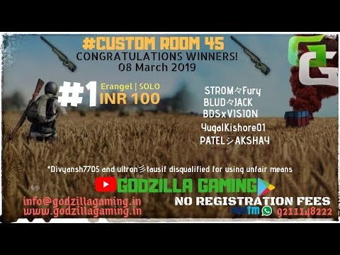 #45-custom-room-pubg-mobile---winner-pool-prize-100-paytm-cash---godzillagaming