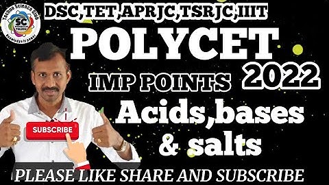 POLYCET - 2022 CLASS - 1| Acids,Bases & Salt IMP pointss