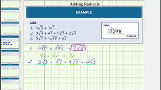 Adding Radicals Basic With No Simplifying