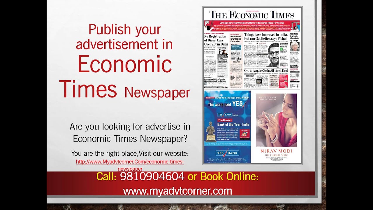 The Economic Times Classified Advertisement - Matrimonial, Change of Name, Business