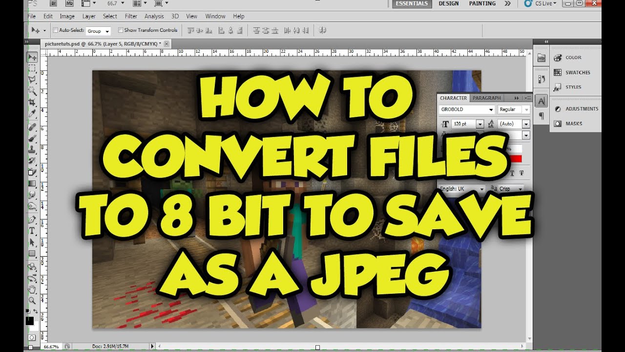 Photoshop Tutorial: How to Convert a 32 or 16 Bit image into an 8 Bit image to save it as a JPEG!