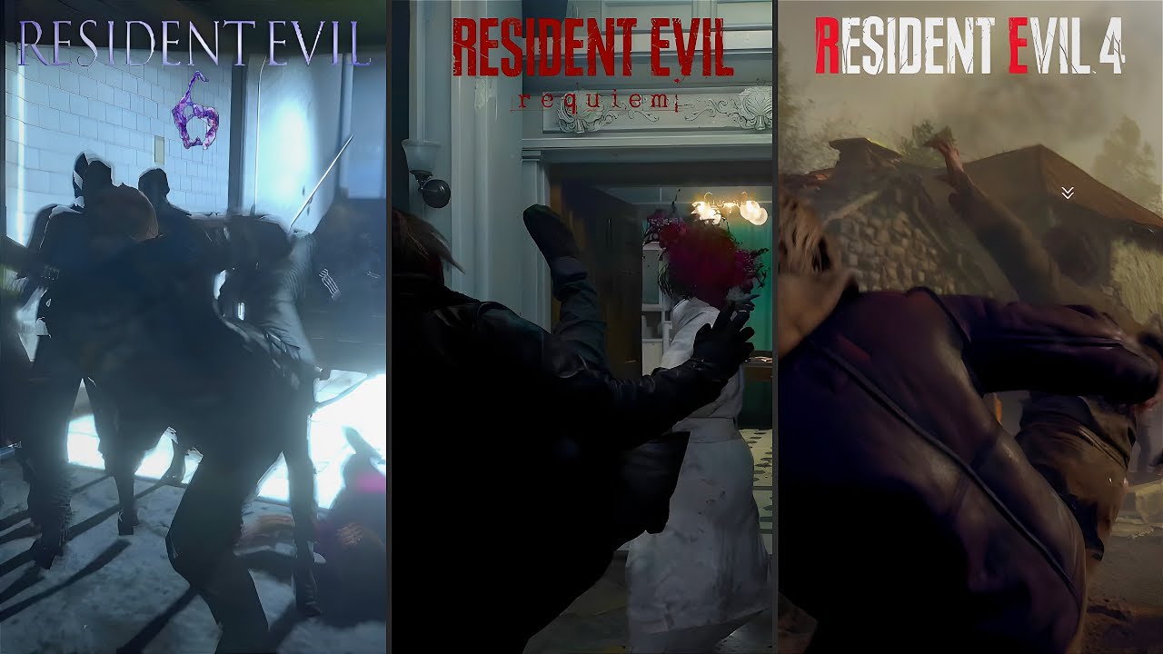 Leon Kennedy Combat Comparison RE Requiem VS RE 6 Vs RE4 Remake (4K)