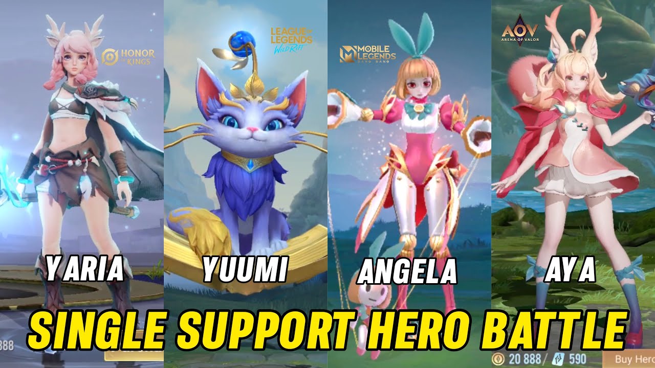 Perbandingan Efek Skill Hero Angela MLBB VS Aya AOV VS Yuumi LOL Wild Rift VS Yao HOK KOG 2023