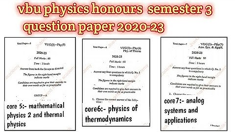 vbu physics honours  semester 3 all  questions paper 2020-23