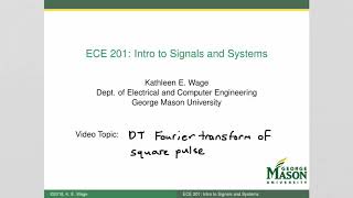 DT Fourier transform of a square pulse