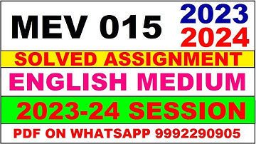 mev 15 solved assignment 2023-24 | mev 15 solved assignment in english 2023-2024 | mev 15 2024