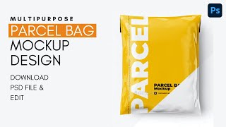 Parcel Bag Mockup Design Photoshop PSD Template file courier, delivery, mailing bag, postal, pouch Parcel Bag Mockup Design Photoshop PSD Template file courier, delivery, mailing bag, postal, pouch
