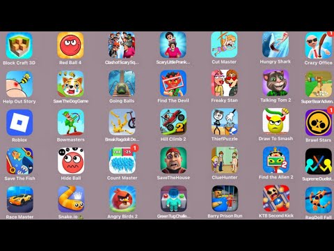 Angry Birds 2, Roblox, Brawl Stars, Hill Climb 2, Talking Tom 2, Hungry Shark, Red Ball 4