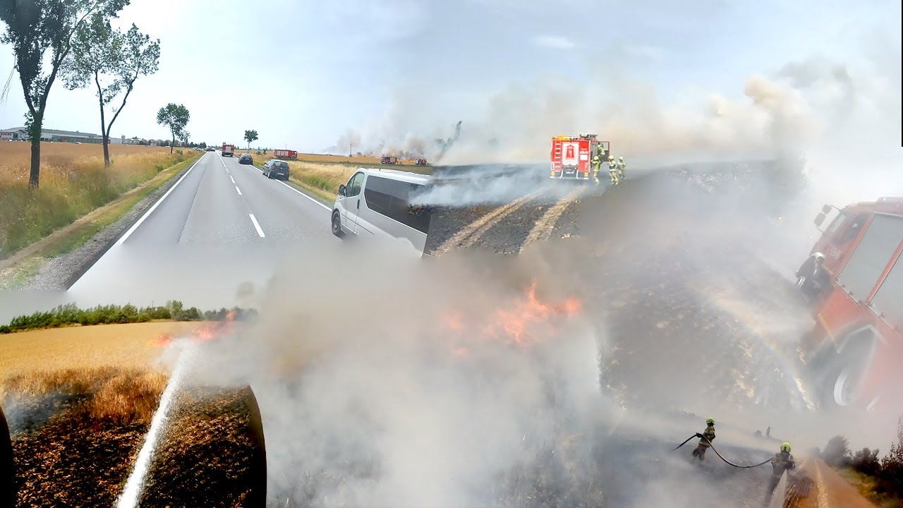 Helmet Cam Pożar zboża na pniu koło Kluczborka