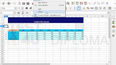 Freeze panes in the active spreadsheet, so that the first part is composed by the first two rows...