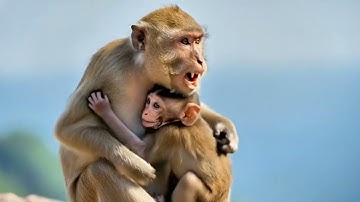 Incredible Rescue   Mother Monkey Jumps Off Cliff to Save Newborn from Giant Python