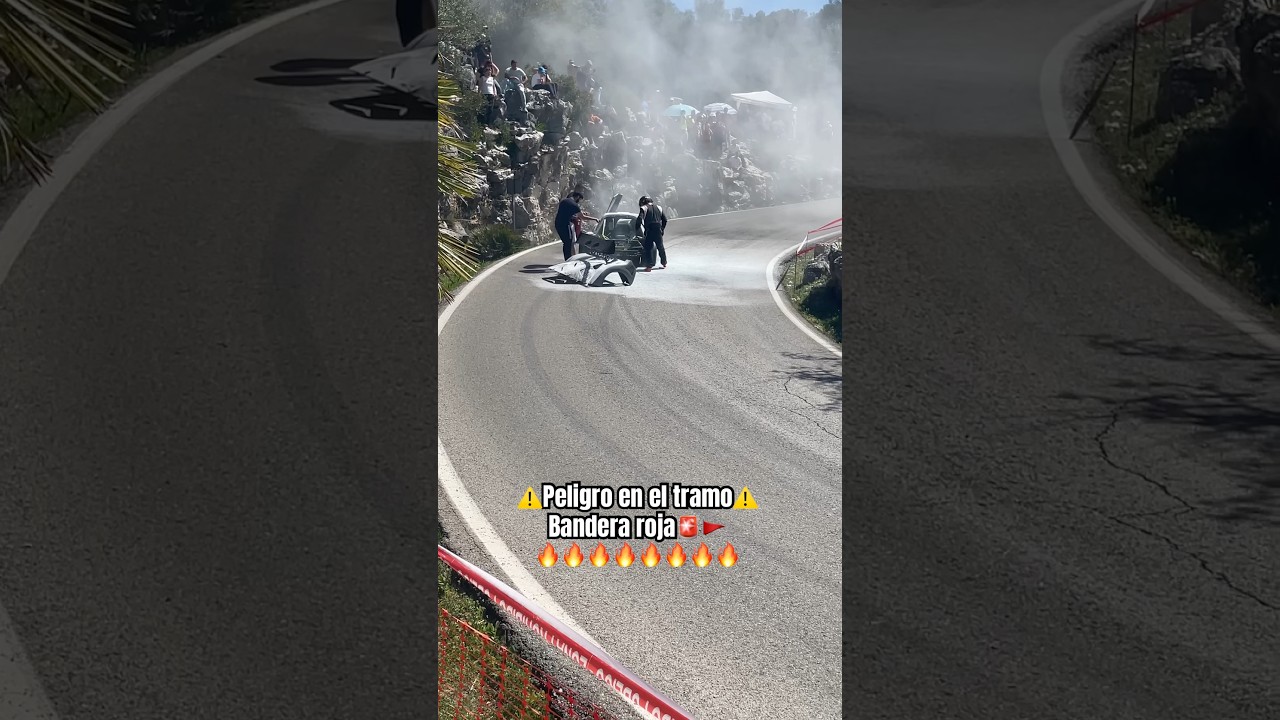 Tensión en el tramo⚠️🚨 #rally #hillclimbracing #banderaroja #fail #crash #fuego #dangerous #show