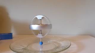 Regular Gyroscope on Glass Initially Vertically Precesses for 3:30