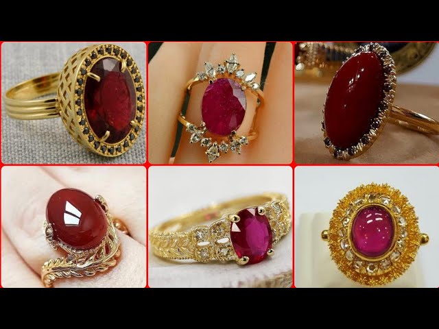 Buy Charismatic Red Stone Gold Ring |GRT Jewellers