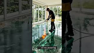 Watch This Floor Become a Luxury Seascape😱!#epoxyfloor #home #renovation #interiordesign #homedecor