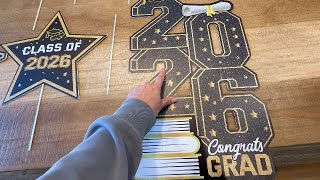 Graduation Decorations 2026, Graduation Yard Signs Class of 2026, Black Gold 7 Piece Set, Congrats G