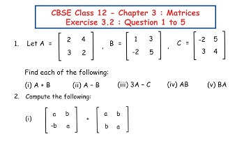 Matrices Exercise 3.2 (Q1 to Q5) | CBSE Class 12 Math Solutions | Step-by-Step Explanation