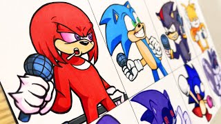 Drawing FRIDAY NIGHT FUNKIN' - Sonic Mods (VS Knuckles)/ Tails Get Trolled V3 / Piracy Sonic 2.0