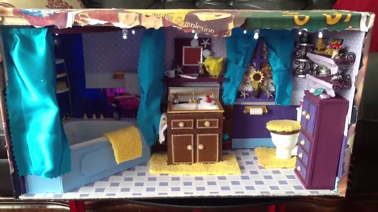 Dolls House Bathroom Made From A Shoebox Doll House Shoe Box House Bathroom