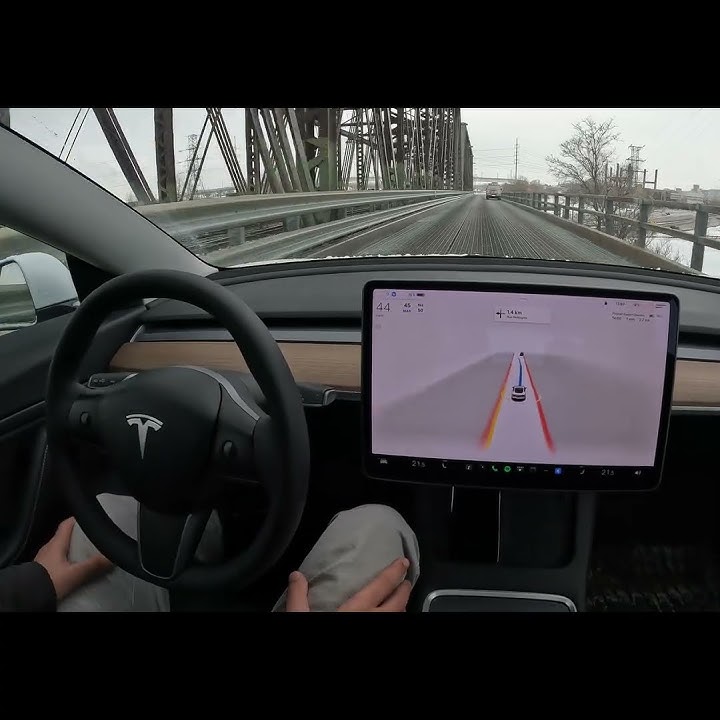 Autopilot Crossing Victoria Bridge - Tesla FSD Beta #Shorts