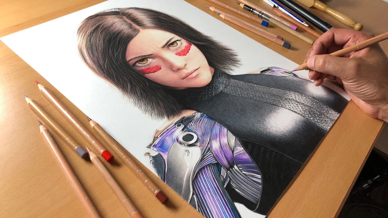 Drawing Alita Battle Angel  Timelapse  Realtime  Artology  YouTube