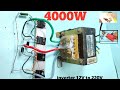 i make 4000W POWERFUL 12V To 220V inverter at home using UPS Transformer IGBT