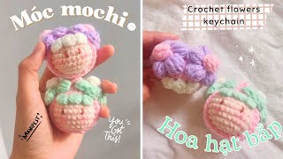 Crochet flower keychain| Hướng dẫn móc bé Mochi hoa hạt bắp 🌽| Eng chart