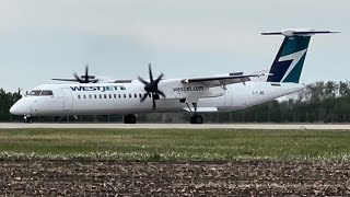 Westjet De Havilland Canada Dash 8 Q400 Landing Yqu From Yeg