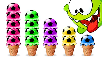 Learn Colors With Yummy Soccer Ice Cream Scoops | Learn With Om Nom | HooplaKidz Toons
