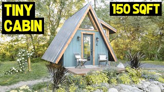 OFFGRID TINY AFRAME CABIN! 150sqft Micro Glamping Cabin on 78 Acres!