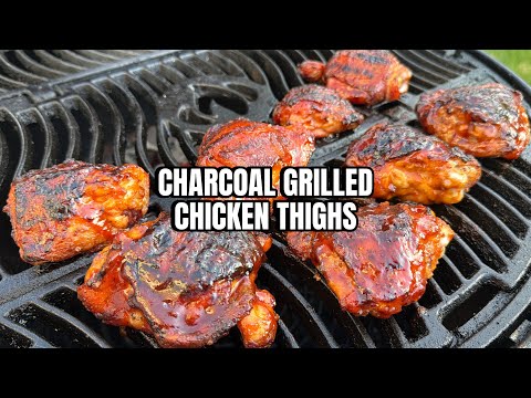Crispy BBQ Chicken Thighs on a Charcoal Grill