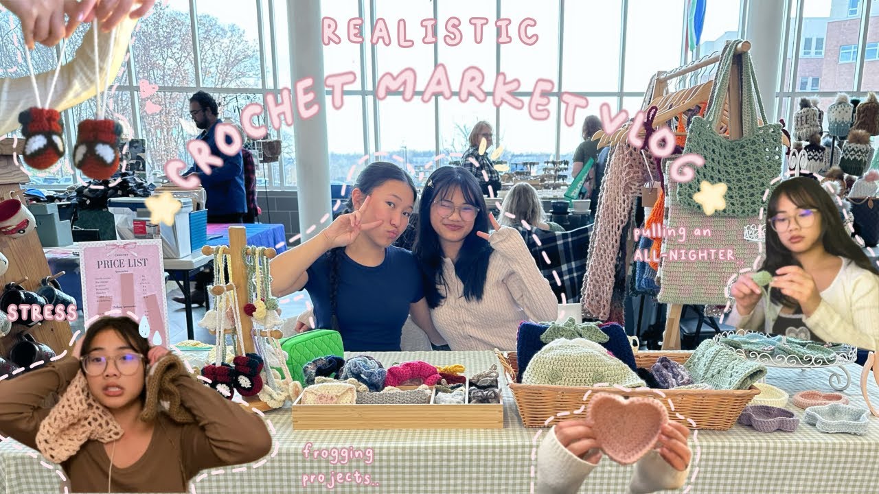 Crochet market vlog 🎀🪡 First art market!! | realistic, market prepping, profits mentioned!