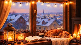 Ultimate Deep Focus ❄️ Cozy Winter Night Ambience 🔥 Soft Music & Warm Fireplace screenshot 1