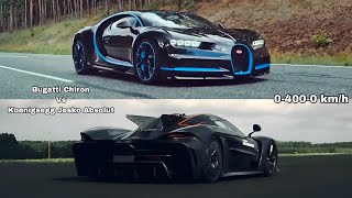 Bugatti Chiron Vs Koenigsegg Jesko Absolut 0-400-0 Kmh
