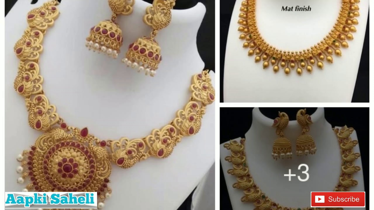 Matte Finish Premium Temple Jewellery Sets with Earrings YouTube